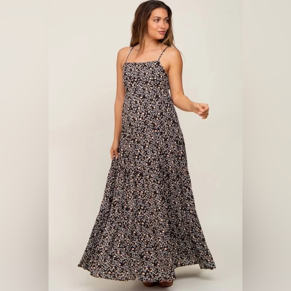PinkBlush ditsy floral tiered maxi dress nwt